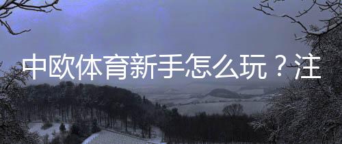 中欧体育新手怎么玩？注册、充值、玩法与投注技巧全攻略