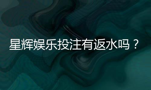 星辉娱乐投注有返水吗？揭秘返水规则与高额优惠